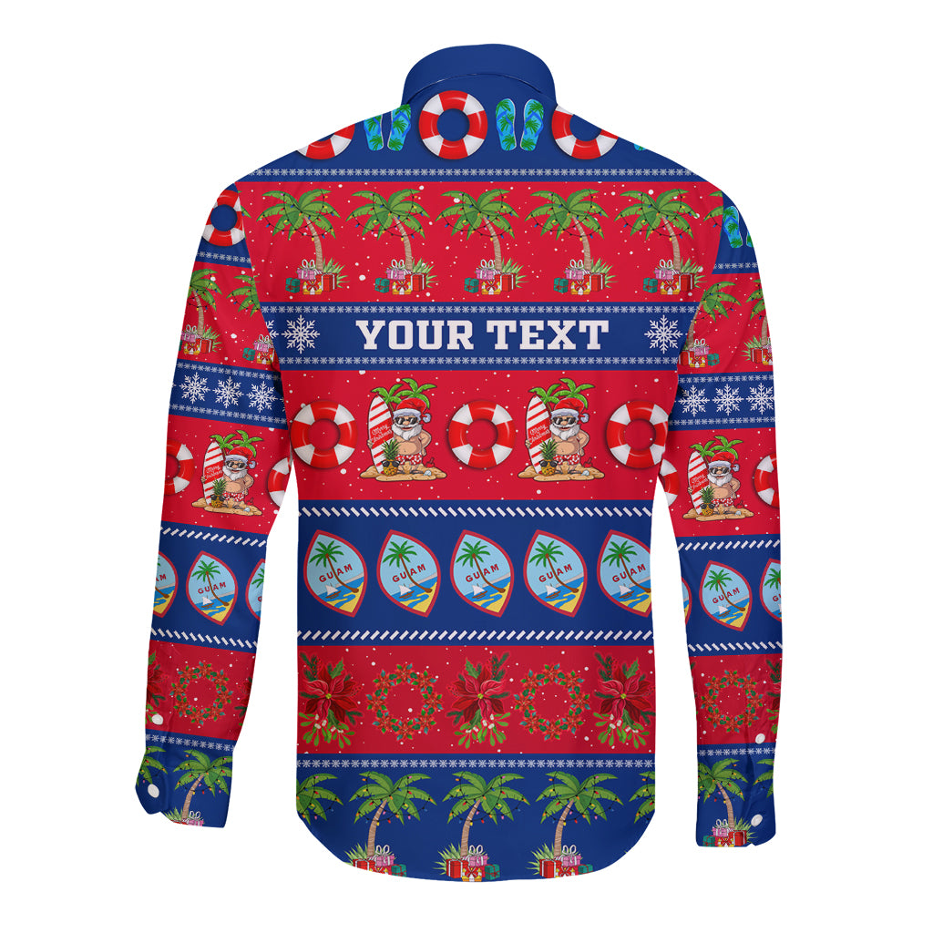 Personalised Guam Christmas Long Sleeve Button Shirt Felis Pasgua - Wonder Print Shop