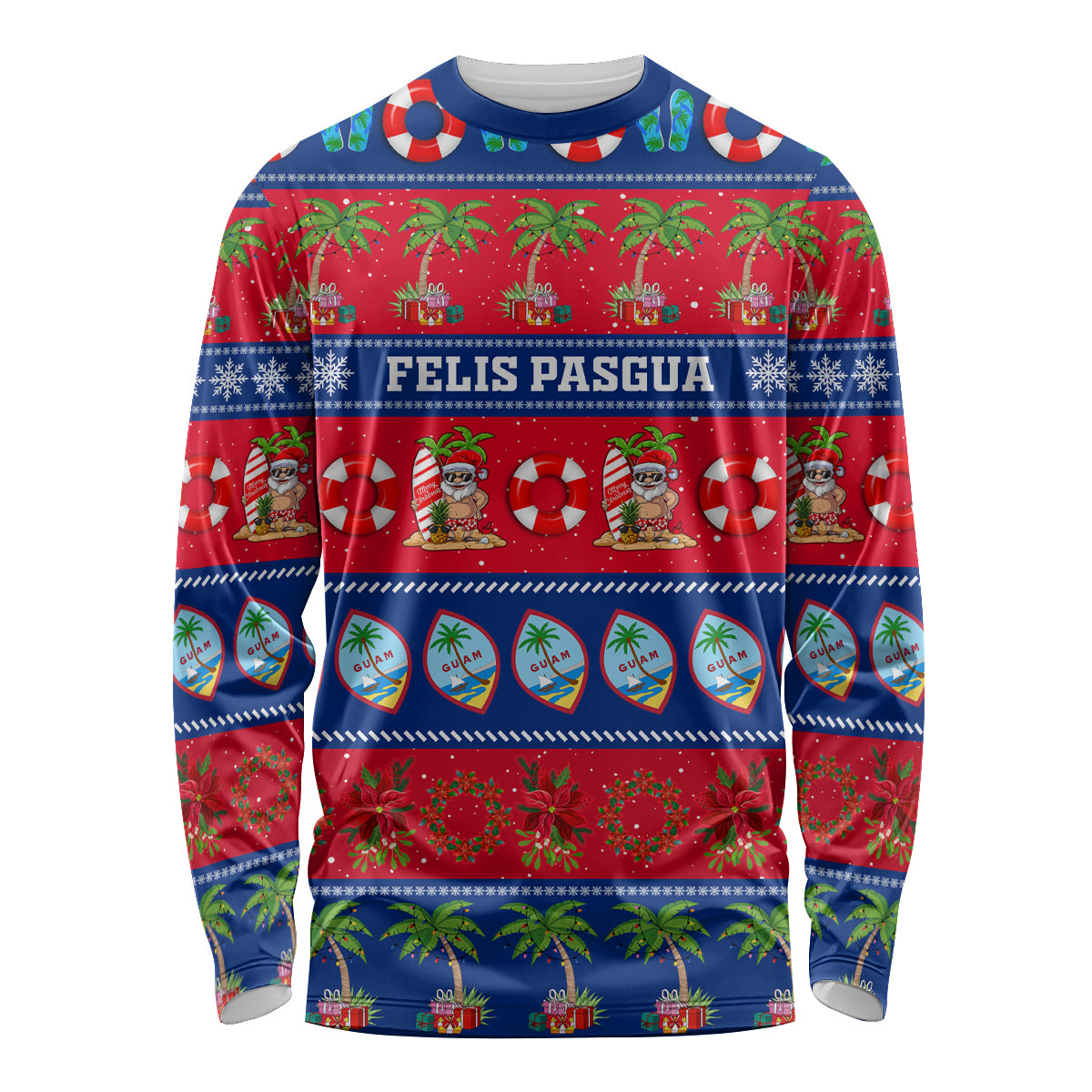 Personalised Guam Christmas Long Sleeve Shirt Felis Pasgua - Wonder Print Shop