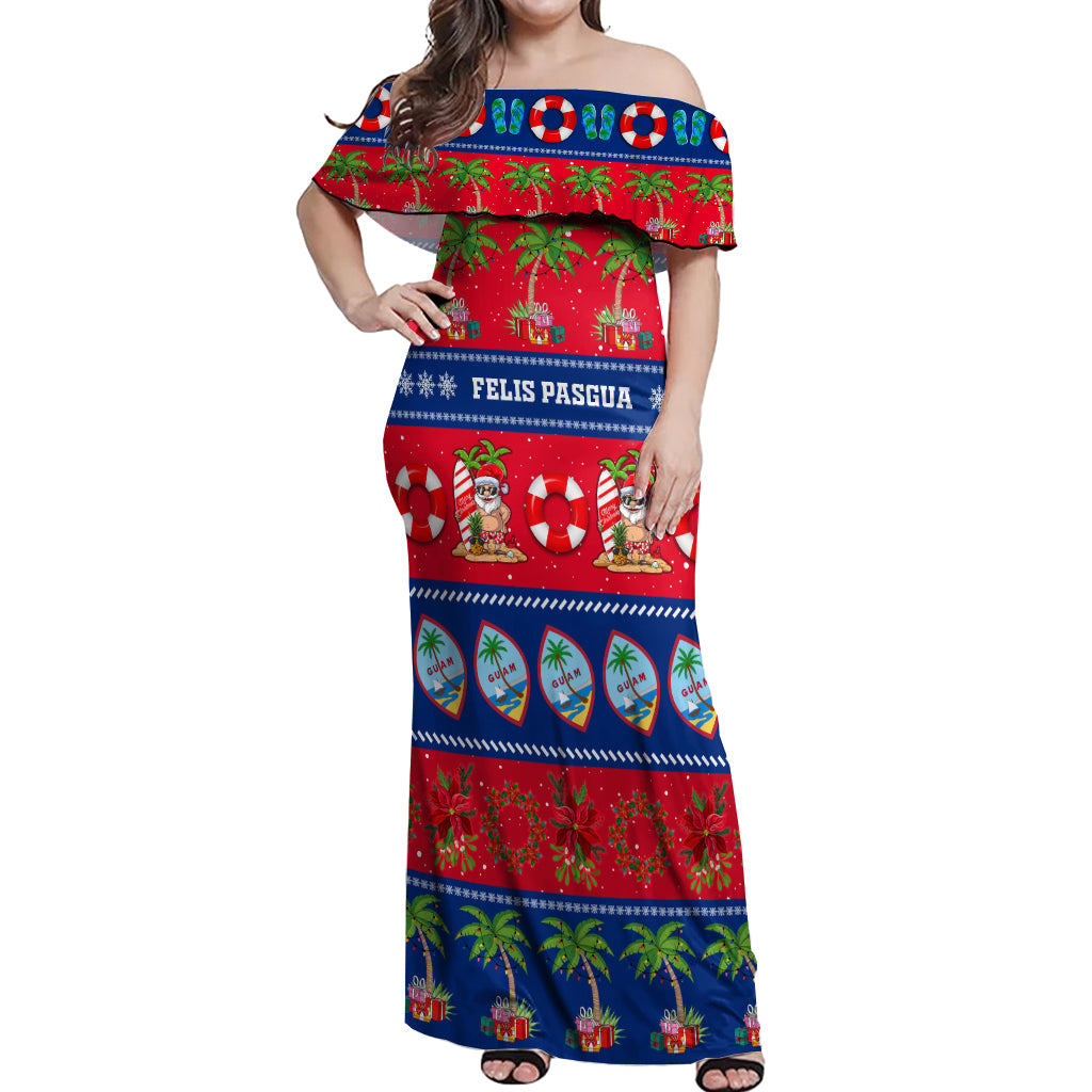 Personalised Guam Christmas Off Shoulder Maxi Dress Felis Pasgua - Wonder Print Shop