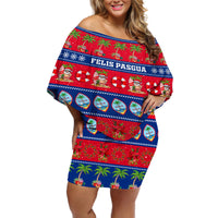 Personalised Guam Christmas Off Shoulder Short Dress Felis Pasgua - Wonder Print Shop