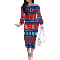 Personalised Guam Christmas Off The Shoulder Long Sleeve Dress Felis Pasgua - Wonder Print Shop
