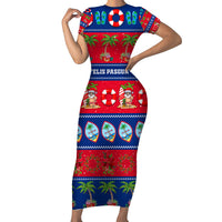 Personalised Guam Christmas Short Sleeve Bodycon Dress Felis Pasgua - Wonder Print Shop
