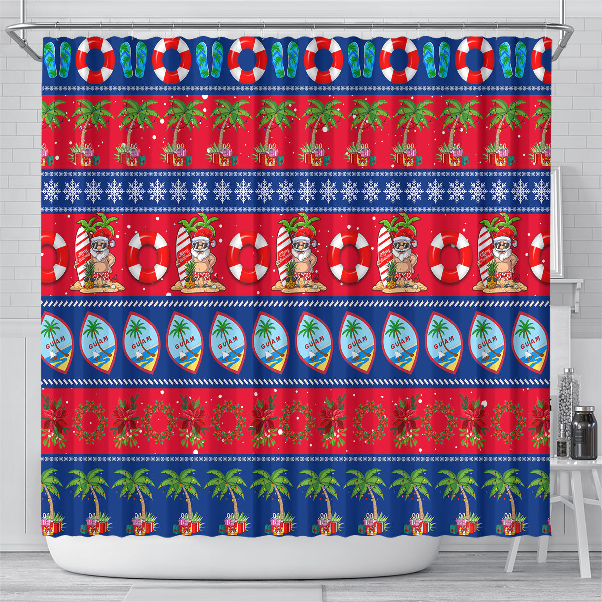 personalised-guam-christmas-shower-curtain-felis-pasgua