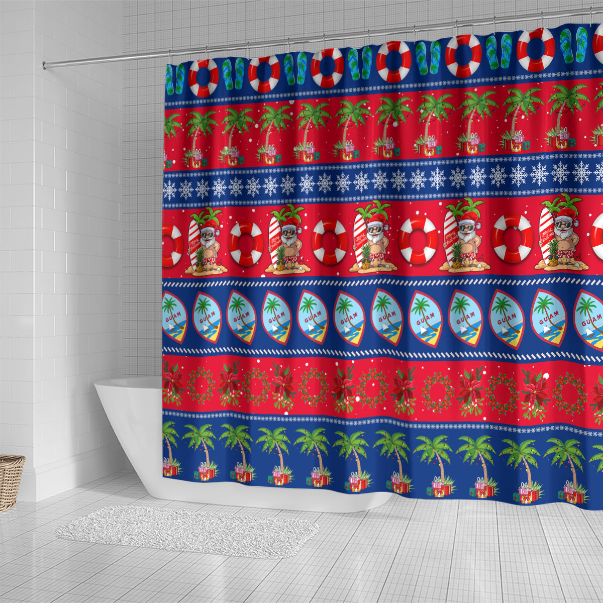 personalised-guam-christmas-shower-curtain-felis-pasgua