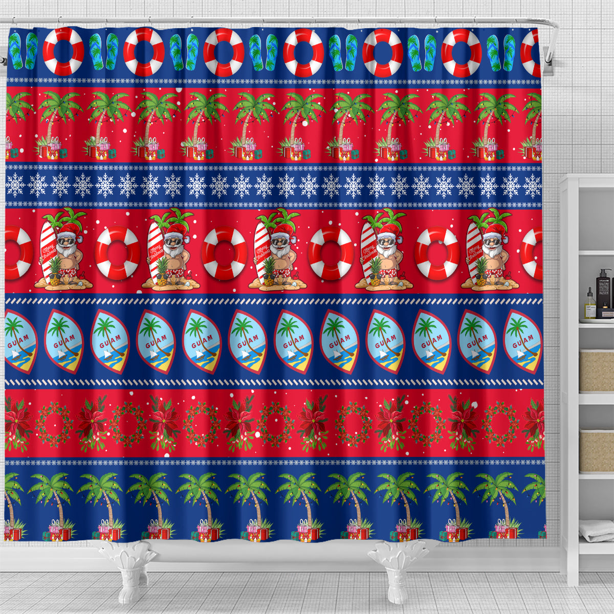 personalised-guam-christmas-shower-curtain-felis-pasgua