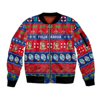 Personalised Guam Christmas Sleeve Zip Bomber Jacket Felis Pasgua - Wonder Print Shop