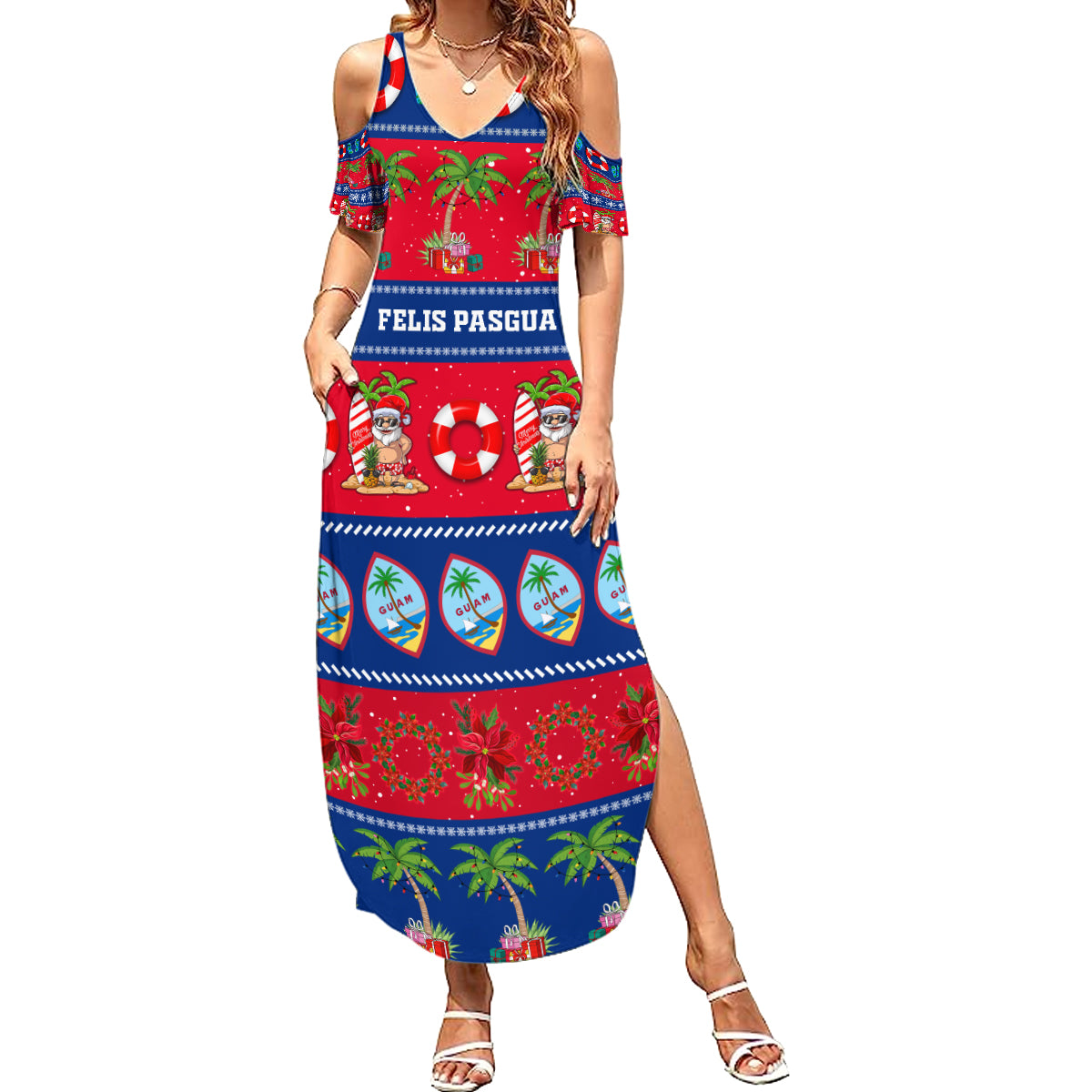 Personalised Guam Christmas Summer Maxi Dress Felis Pasgua - Wonder Print Shop