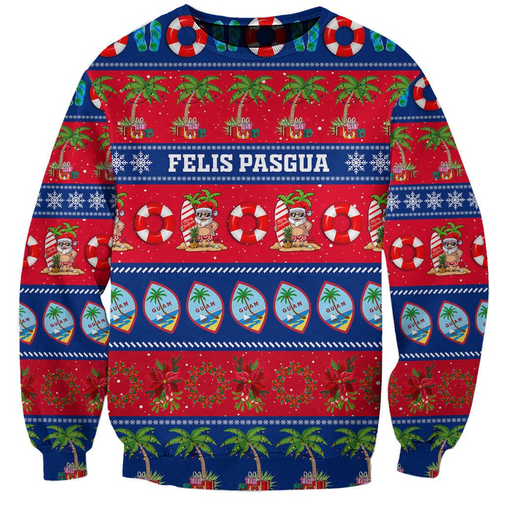 Personalised Guam Christmas Sweatshirt Felis Pasgua - Wonder Print Shop