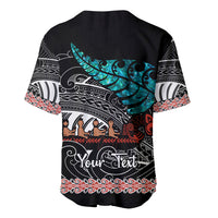 Personalised New Zealand Waka Baseball Jersey Aotearoa Maori Silver Fern Pattern - Wonder Print Shop