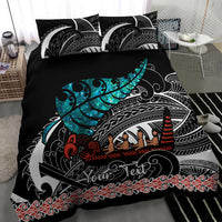 Personalised New Zealand Waka Bedding Set Aotearoa Maori Silver Fern Pattern - Wonder Print Shop
