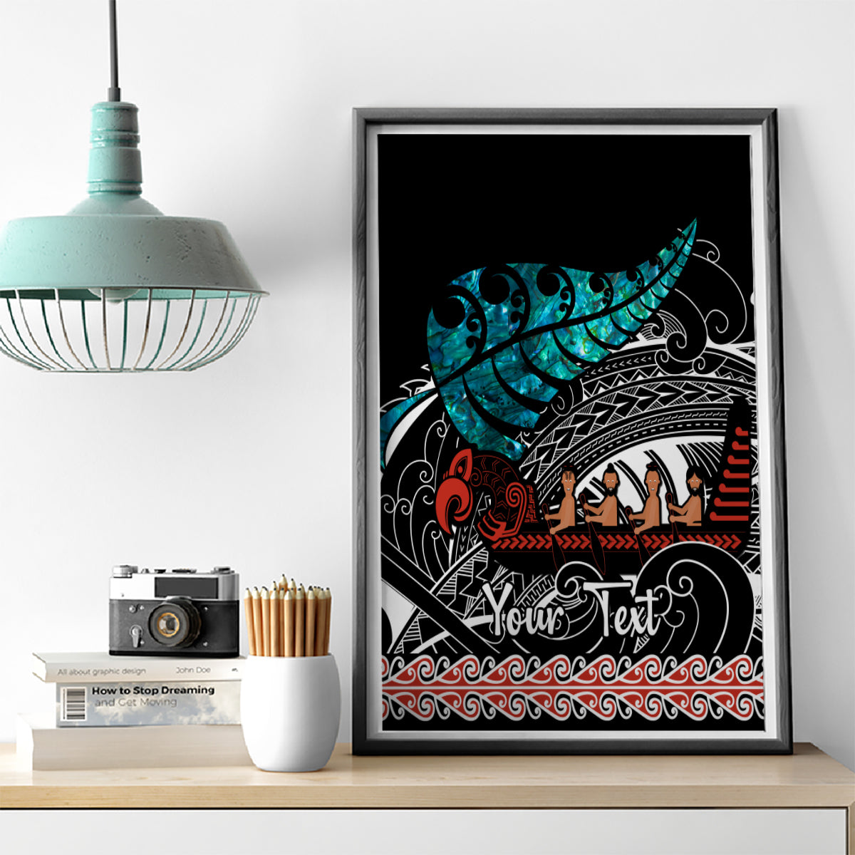 Personalised New Zealand Waka Canvas Wall Art Aotearoa Maori Silver Fern Pattern - Wonder Print Shop