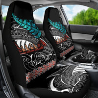 Personalised New Zealand Waka Car Seat Cover Aotearoa Maori Silver Fern Pattern - Wonder Print Shop