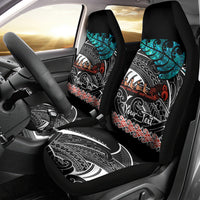 Personalised New Zealand Waka Car Seat Cover Aotearoa Maori Silver Fern Pattern - Wonder Print Shop