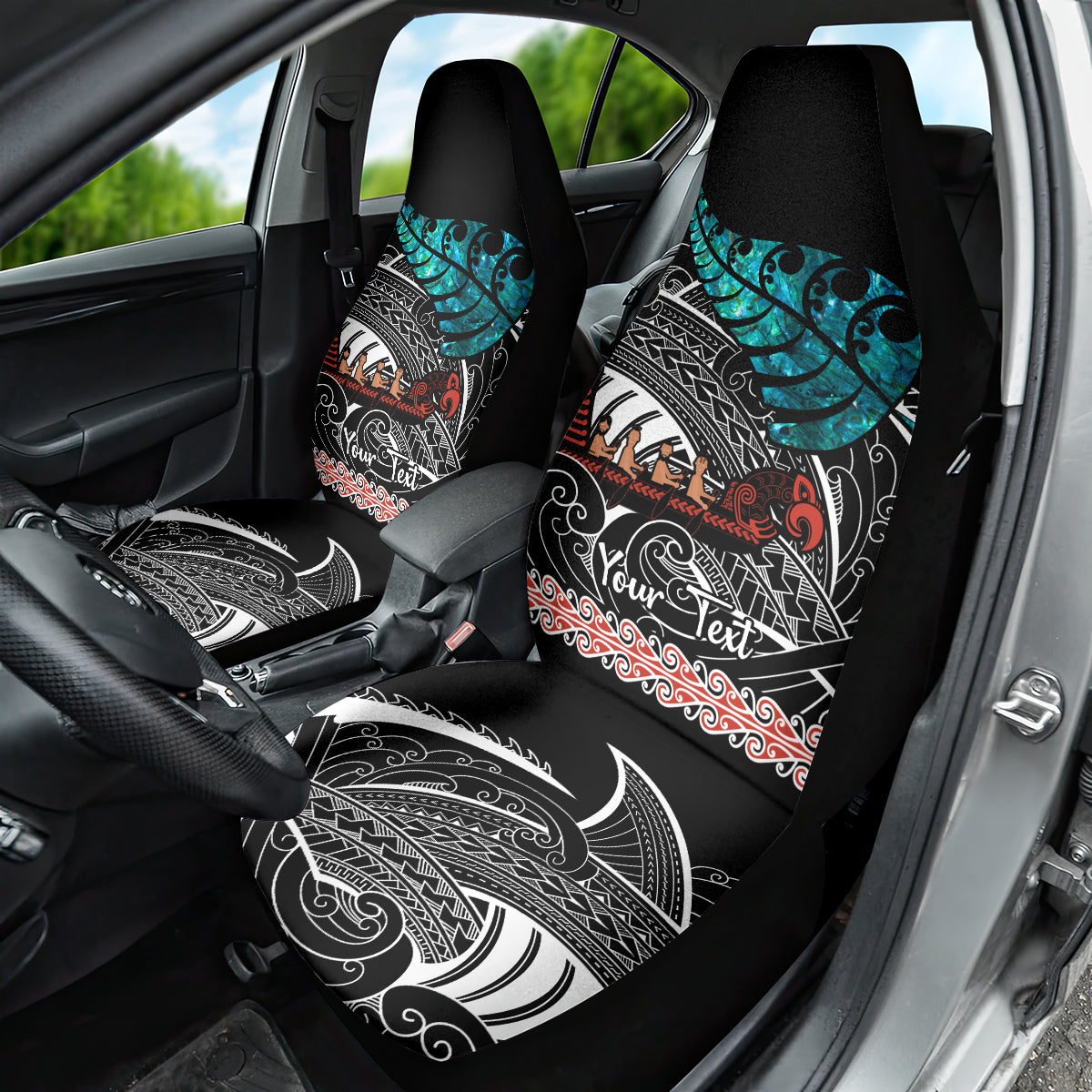 Personalised New Zealand Waka Car Seat Cover Aotearoa Maori Silver Fern Pattern - Wonder Print Shop