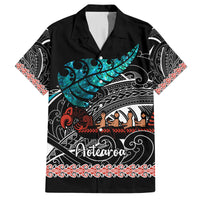 Personalised New Zealand Waka Family Matching Long Sleeve Bodycon Dress and Hawaiian Shirt Aotearoa Maori Silver Fern Pattern - Wonder Print Shop
