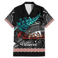 Personalised New Zealand Waka Family Matching Mermaid Dress and Hawaiian Shirt Aotearoa Maori Silver Fern Pattern - Wonder Print Shop
