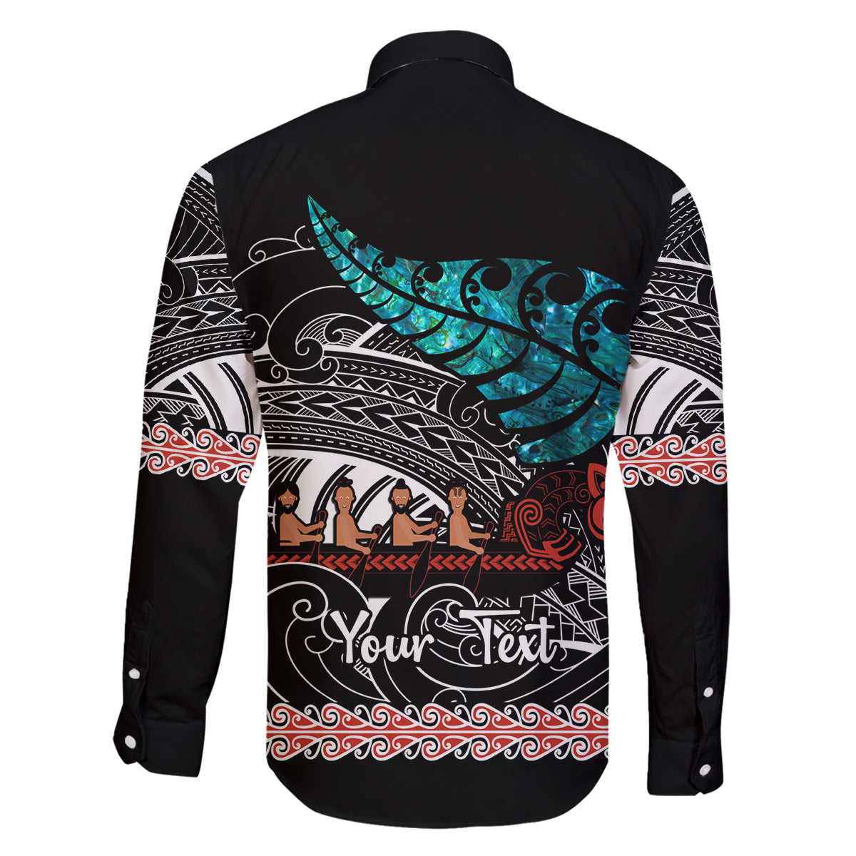 Personalised New Zealand Waka Family Matching Puletasi Dress and Hawaiian Shirt Aotearoa Maori Silver Fern Pattern - Wonder Print Shop