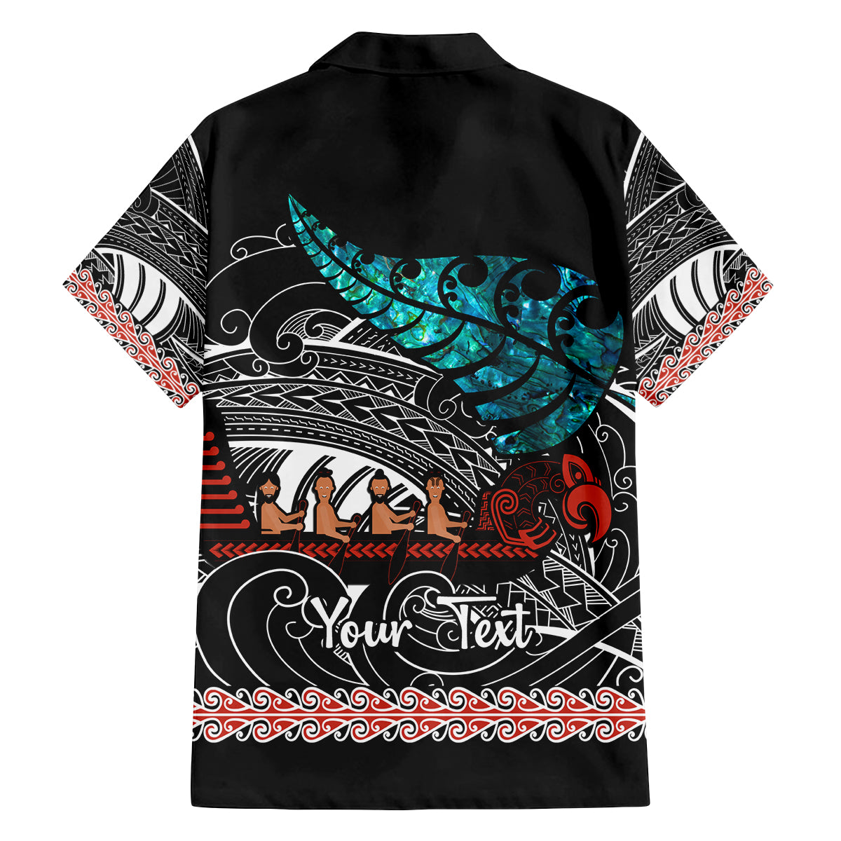 Personalised New Zealand Waka Family Matching Tank Maxi Dress and Hawaiian Shirt Aotearoa Maori Silver Fern Pattern - Wonder Print Shop