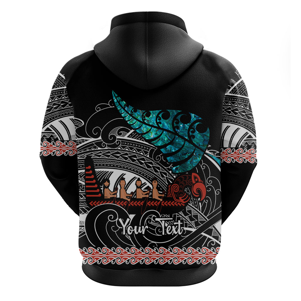 Personalised New Zealand Waka Hoodie Aotearoa Maori Silver Fern Pattern - Wonder Print Shop