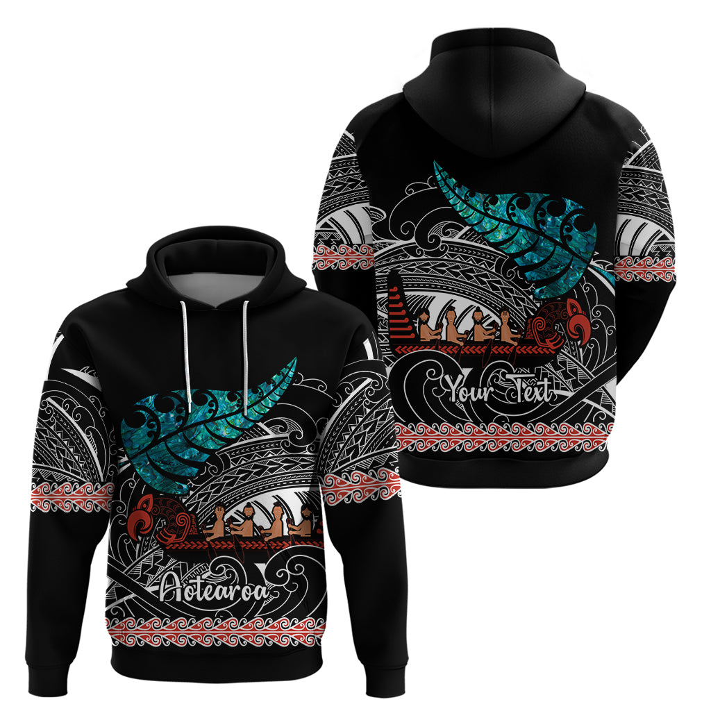 Personalised New Zealand Waka Hoodie Aotearoa Maori Silver Fern Pattern - Wonder Print Shop