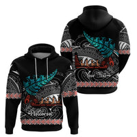 Personalised New Zealand Waka Hoodie Aotearoa Maori Silver Fern Pattern - Wonder Print Shop