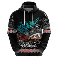 Personalised New Zealand Waka Hoodie Aotearoa Maori Silver Fern Pattern - Wonder Print Shop
