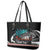 Personalised New Zealand Waka Leather Tote Bag Aotearoa Maori Silver Fern Pattern - Wonder Print Shop
