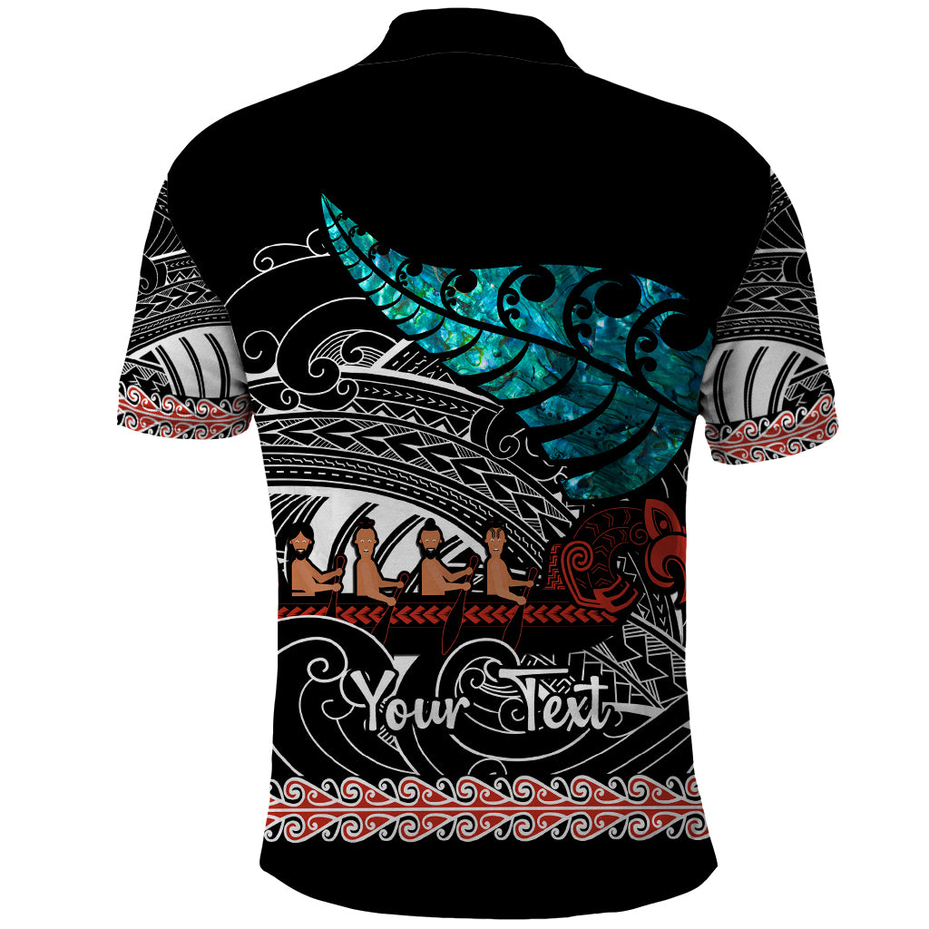 Personalised New Zealand Waka Polo Shirt Aotearoa Maori Silver Fern Pattern - Wonder Print Shop