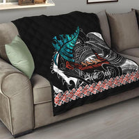 Personalised New Zealand Waka Quilt Aotearoa Maori Silver Fern Pattern - Wonder Print Shop