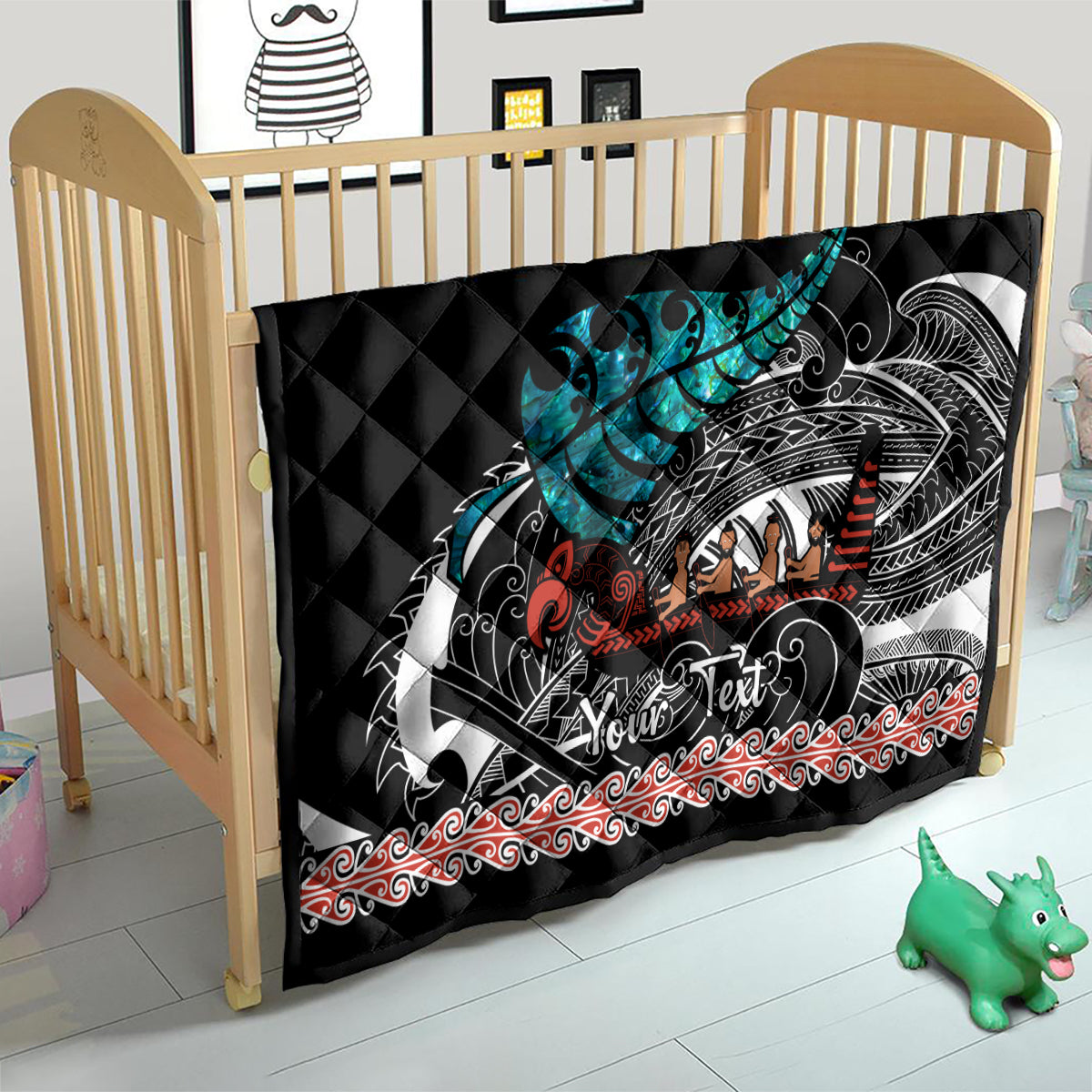 Personalised New Zealand Waka Quilt Aotearoa Maori Silver Fern Pattern - Wonder Print Shop