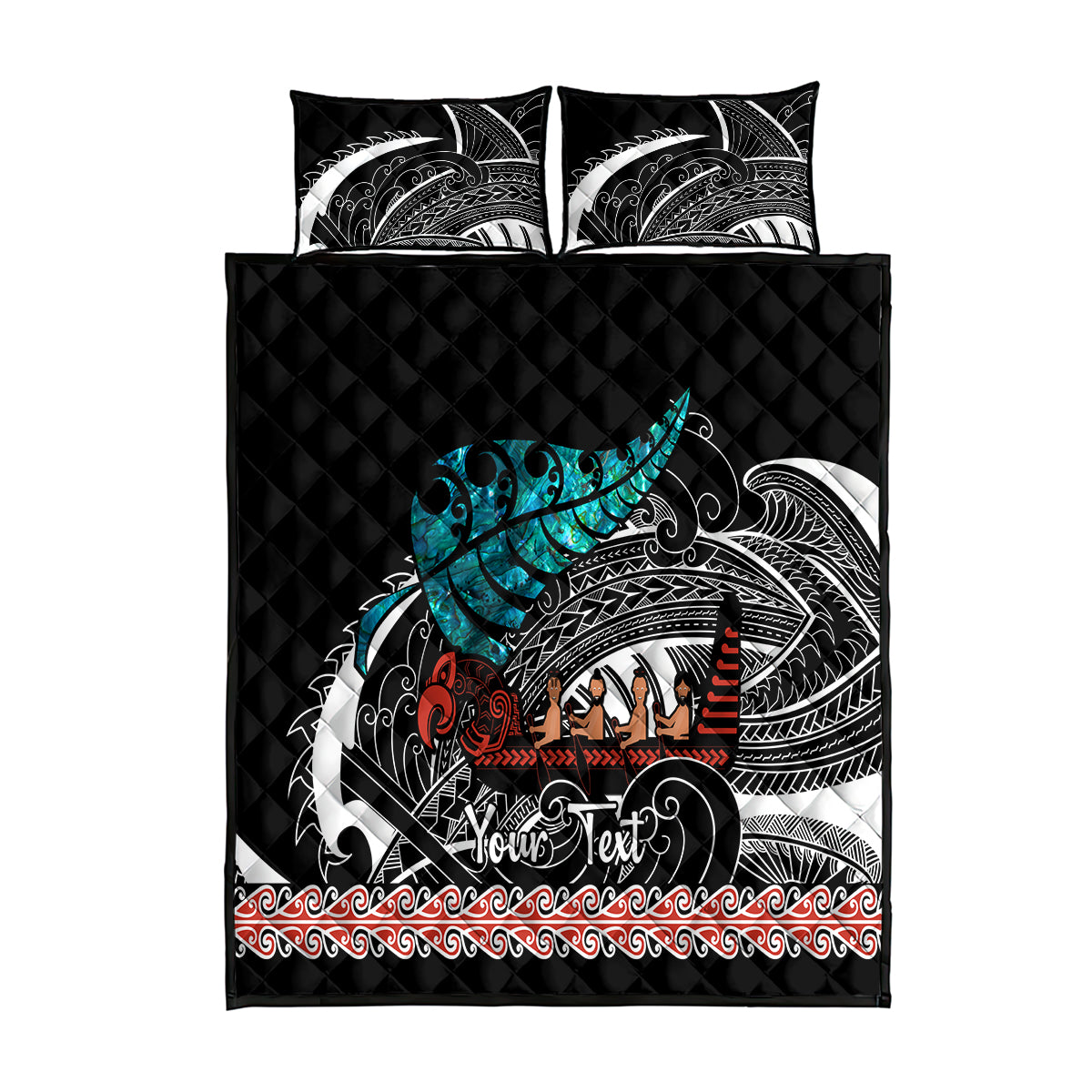 Personalised New Zealand Waka Quilt Bed Set Aotearoa Maori Silver Fern Pattern - Wonder Print Shop
