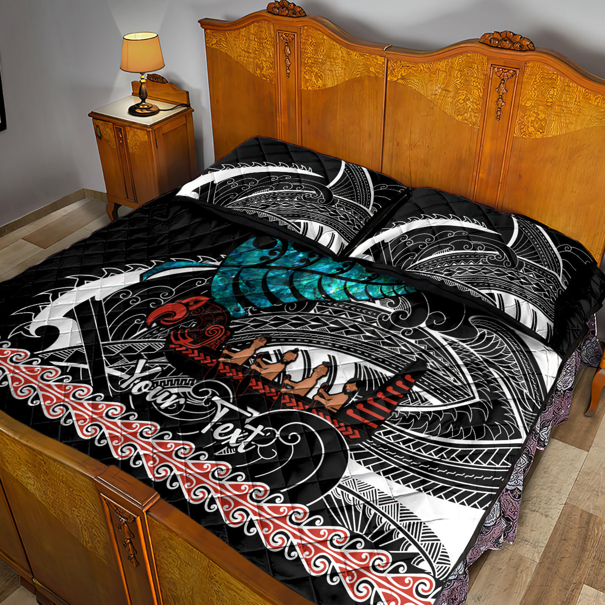 Personalised New Zealand Waka Quilt Bed Set Aotearoa Maori Silver Fern Pattern - Wonder Print Shop