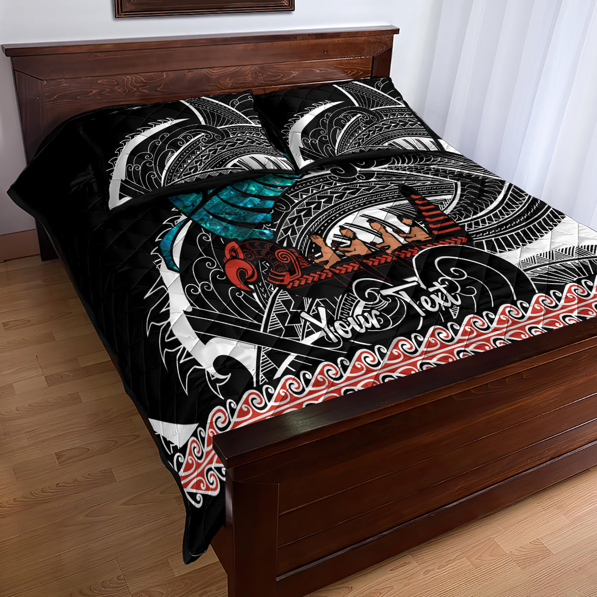 Personalised New Zealand Waka Quilt Bed Set Aotearoa Maori Silver Fern Pattern - Wonder Print Shop