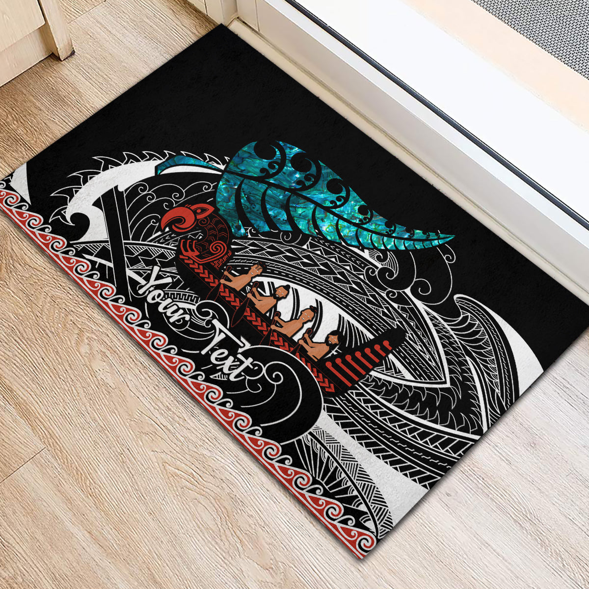 Personalised New Zealand Waka Rubber Doormat Aotearoa Maori Silver Fern Pattern - Wonder Print Shop