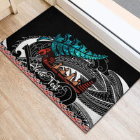 Personalised New Zealand Waka Rubber Doormat Aotearoa Maori Silver Fern Pattern - Wonder Print Shop