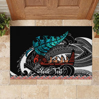 Personalised New Zealand Waka Rubber Doormat Aotearoa Maori Silver Fern Pattern - Wonder Print Shop