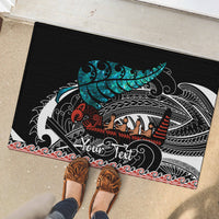 Personalised New Zealand Waka Rubber Doormat Aotearoa Maori Silver Fern Pattern - Wonder Print Shop