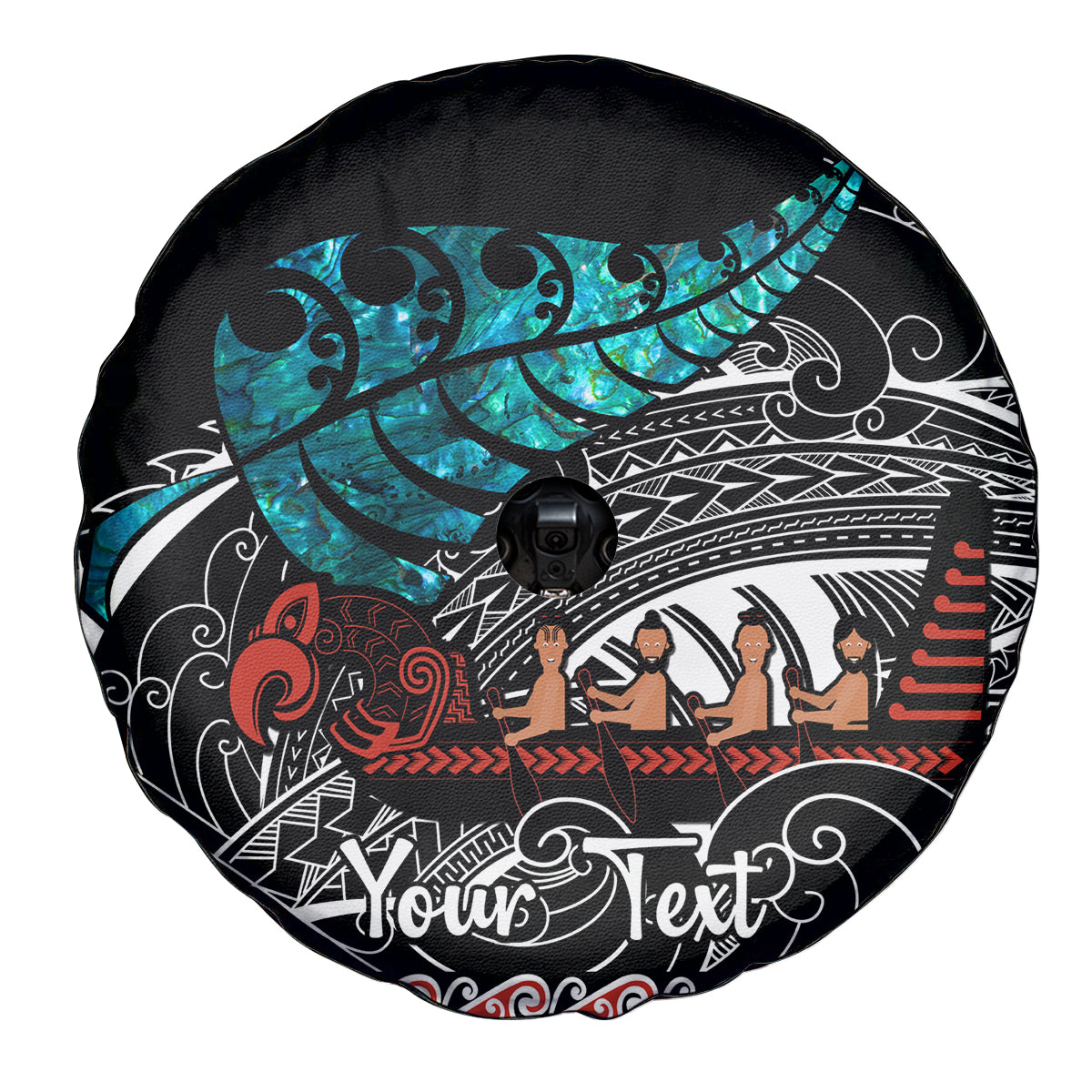 Personalised New Zealand Waka Spare Tire Cover Aotearoa Maori Silver Fern Pattern - Wonder Print Shop