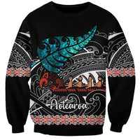 Personalised New Zealand Waka Sweatshirt Aotearoa Maori Silver Fern Pattern - Wonder Print Shop