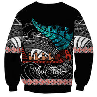 Personalised New Zealand Waka Sweatshirt Aotearoa Maori Silver Fern Pattern - Wonder Print Shop
