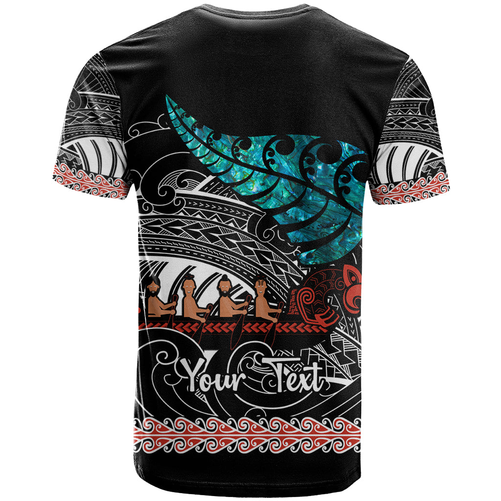 Personalised New Zealand Waka T Shirt Aotearoa Maori Silver Fern Pattern - Wonder Print Shop