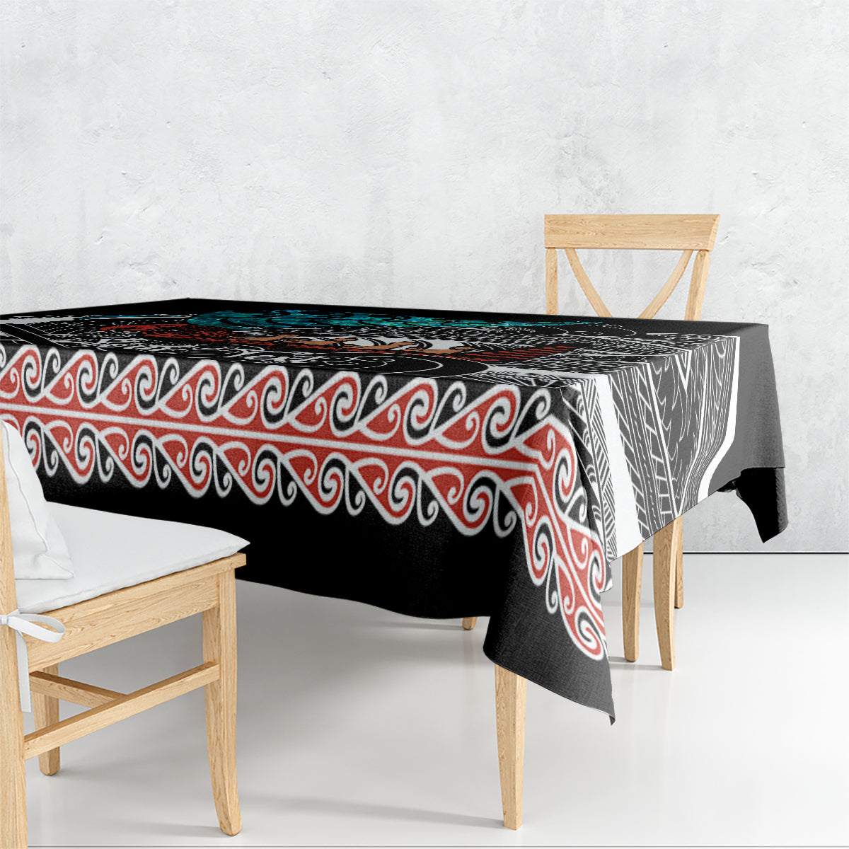 Personalised New Zealand Waka Tablecloth Aotearoa Maori Silver Fern Pattern - Wonder Print Shop