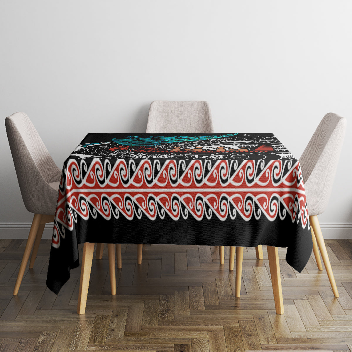 Personalised New Zealand Waka Tablecloth Aotearoa Maori Silver Fern Pattern - Wonder Print Shop