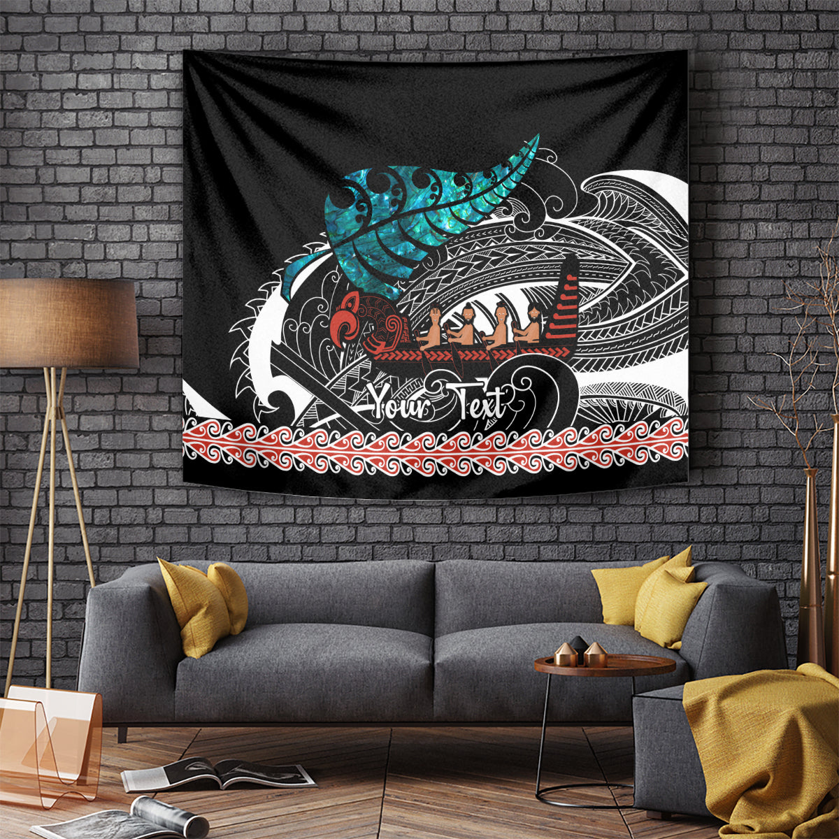 Personalised New Zealand Waka Tapestry Aotearoa Maori Silver Fern Pattern - Wonder Print Shop