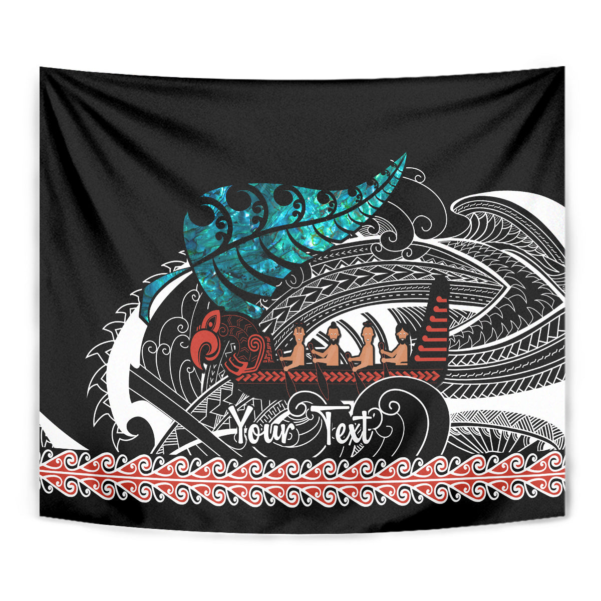 Personalised New Zealand Waka Tapestry Aotearoa Maori Silver Fern Pattern - Wonder Print Shop