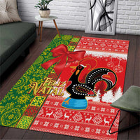 Portugal Christmas Area Rug Barcelos Rooster Mix Azulejo Pattern - Feliz Natal - Wonder Print Shop