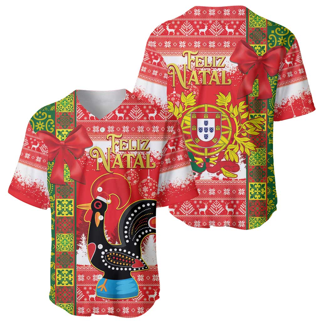 Portugal Christmas Baseball Jersey Barcelos Rooster Mix Azulejo Pattern - Feliz Natal - Wonder Print Shop