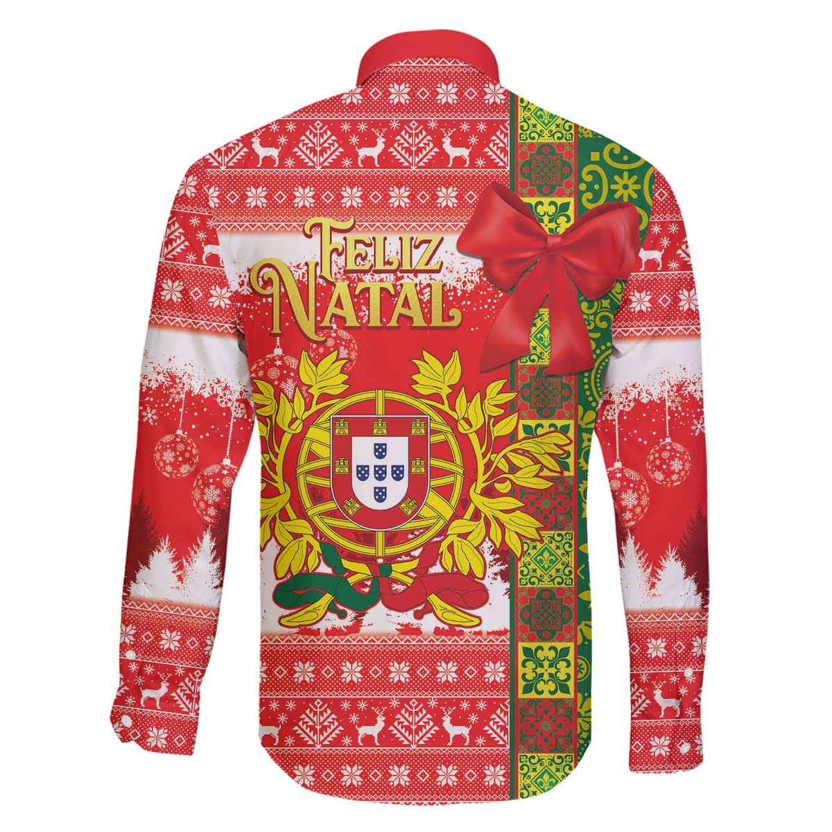 Portugal Christmas Family Matching Off The Shoulder Long Sleeve Dress and Hawaiian Shirt Barcelos Rooster Mix Azulejo Pattern - Feliz Natal - Wonder Print Shop