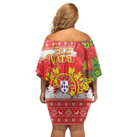 Portugal Christmas Family Matching Off Shoulder Short Dress and Hawaiian Shirt Barcelos Rooster Mix Azulejo Pattern - Feliz Natal - Wonder Print Shop