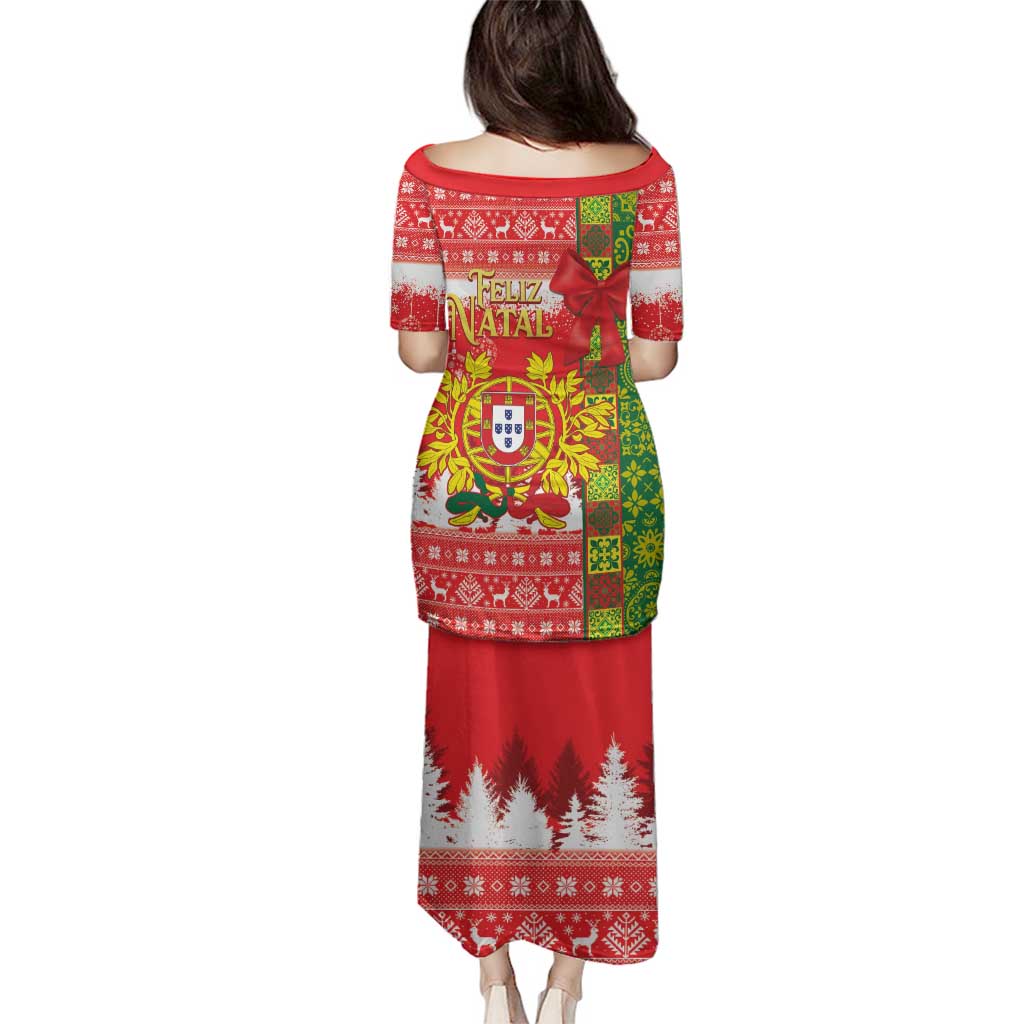 Portugal Christmas Family Matching Puletasi and Hawaiian Shirt Barcelos Rooster Mix Azulejo Pattern - Feliz Natal - Wonder Print Shop